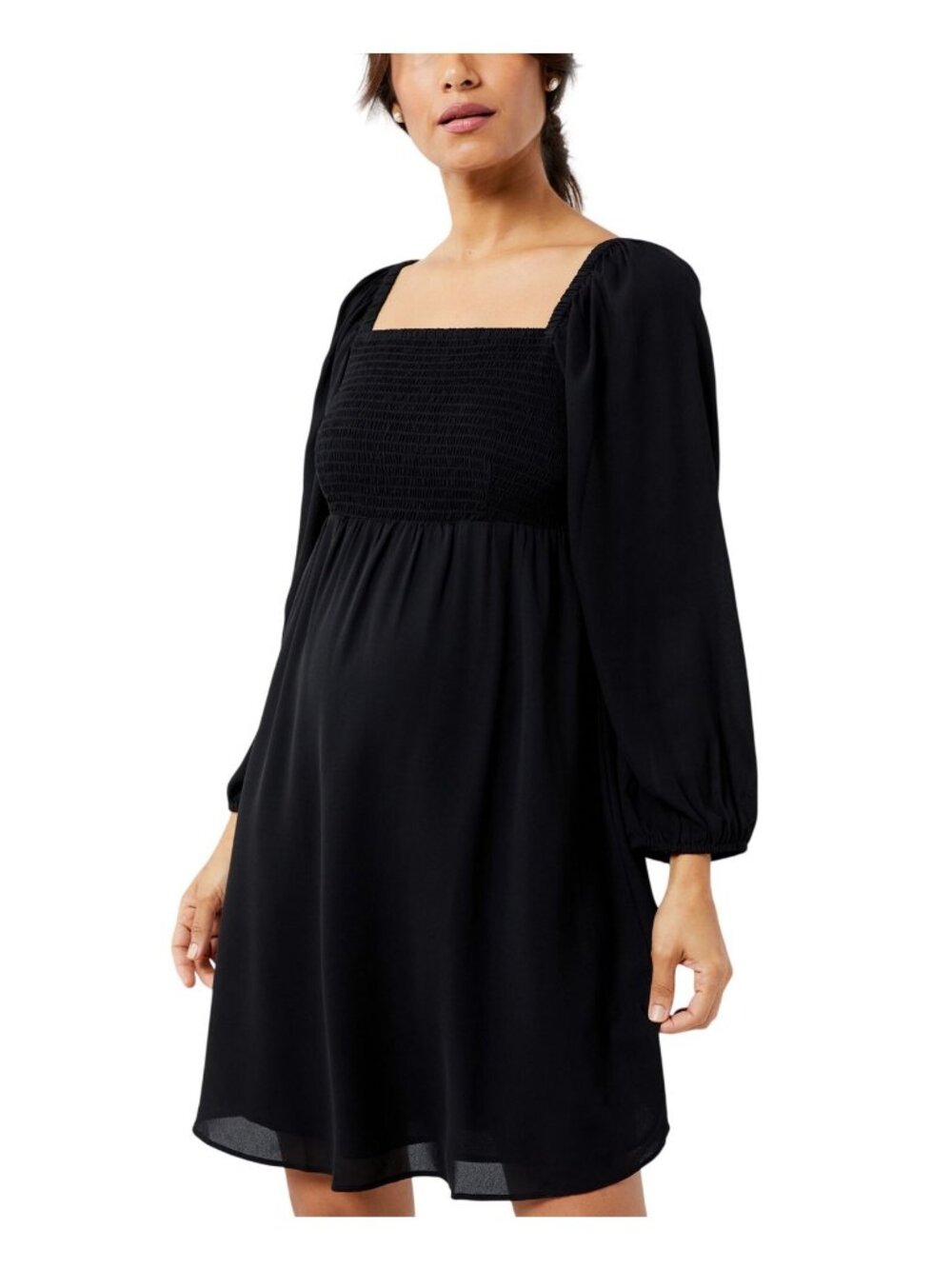 NWT A Pea in the Pod Womens Woven Smocked Maternity Dress 6573967409287 Black XS